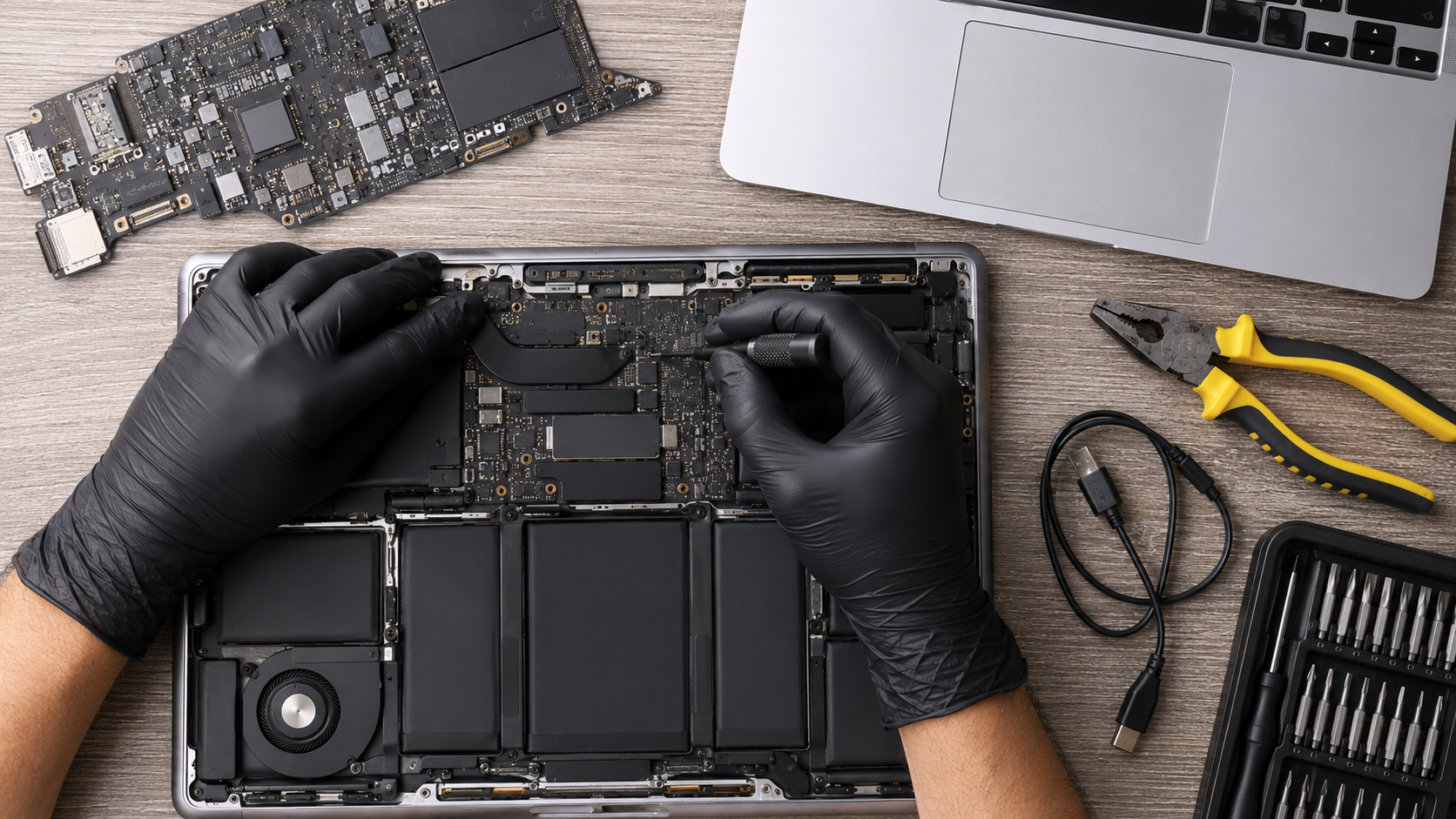 PCと周辺機器を設定する作業のイメージ